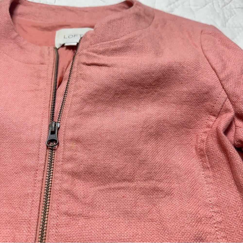 Linen Blend Blazer Jacket | Minimalist Zip Front · LOFT - Picture 8 of 11